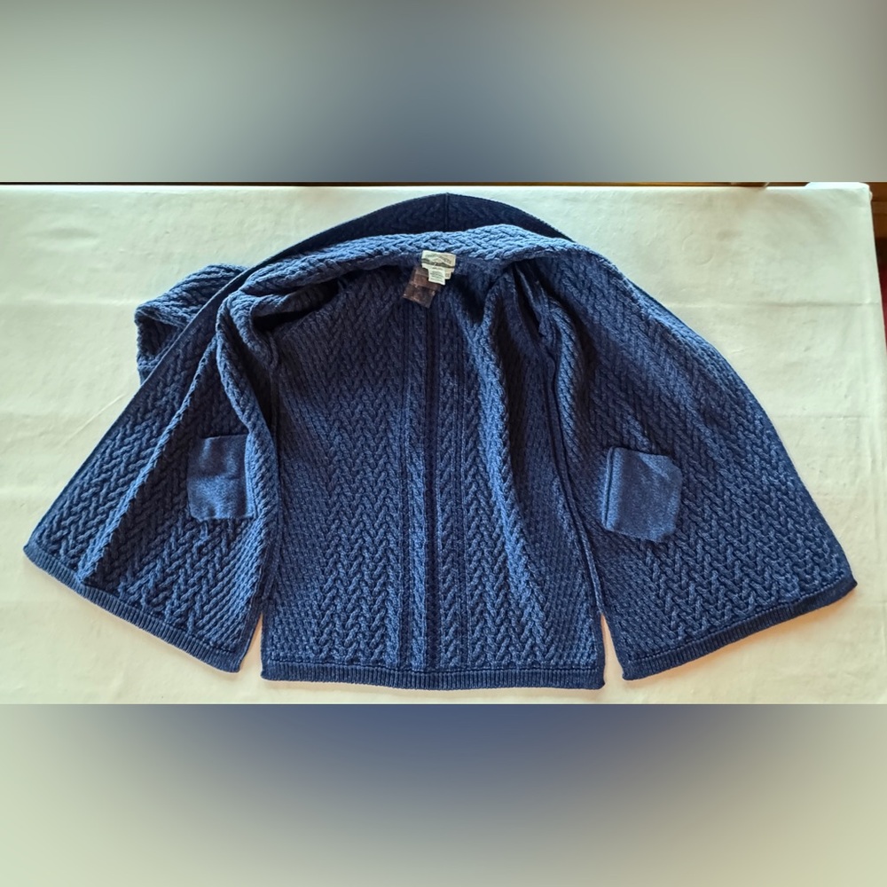 NWT Aran Crafts Blue Open-Front Merino Wool Sweater Cardigan (XXL 22W-24W) - Picture 6 of 17